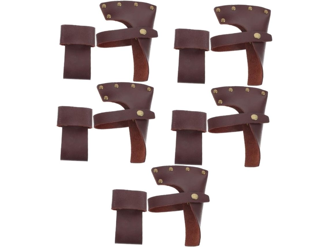 Conjunto Nuobesty de 5 capas protetoras para ferramentas externas em couro sintético marrom.