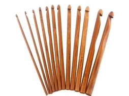 N008 Conjunto De 12 Agulhas De Crochê Em Bambu Multicolorido Da Mais Alta Qualidade Aquaforge
