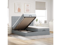 Vidaxl Estrutura de Cama Otomana com Colchões Tecido Cinzento Claro