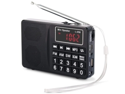 Rádio Pequeno Portátil E Rede Elétrica Rádio Am Mw / Sw / Fm Recarregável Com Alto Falante Baixo Botão Grande E Display. Armazena Estaçõ Yizhood