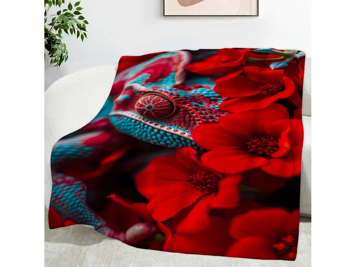 Manta Lagarto Kalanchoe 180x200 Cm Multifuncional Macia e Aconchegante de Flanela para Cama Cobertor Cochilo N