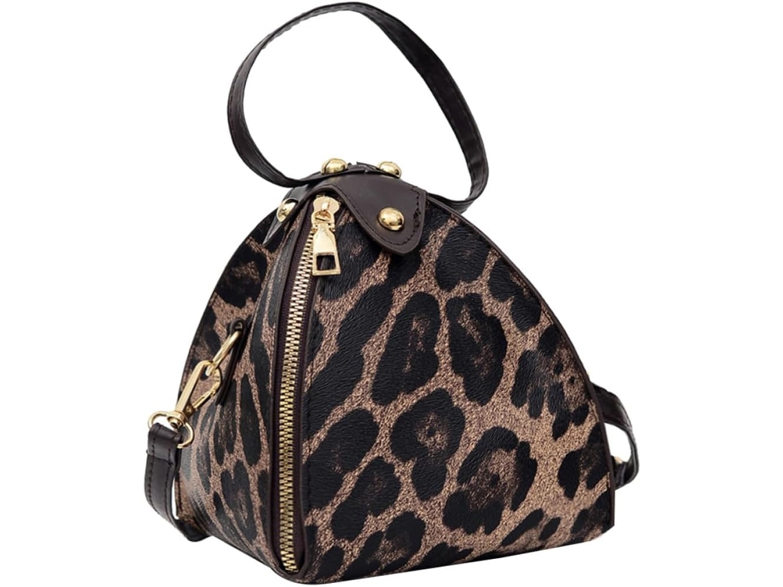 Bolsa De Ombro Feminina Elegante Em Pu E Poliéster Com Estampa De Leopardo, Com Compartimento Para Celular E Outros Itens.