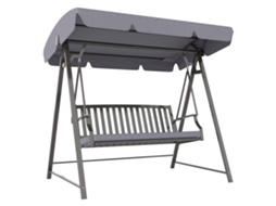 Baloiço de Jardim 3 Lugares S/MARCA (toldo ajustável, almofada, estrutura de aço, cinza, 360 kg, 205x133x181 cm)