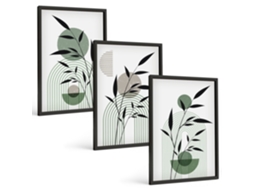 Conjunto De Pinturas Composições De Plantas Em Estilo Boho Espelharte (3 Peças 40x60 Cm)