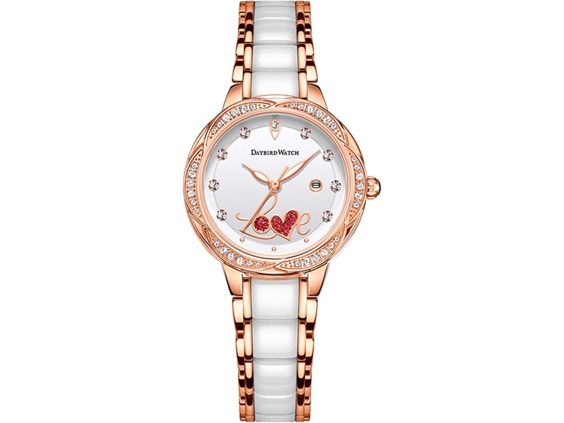 Relógios de Pulso com Pulseira de Cerâmica em Ouro Rosa Venaxin-Vermelho