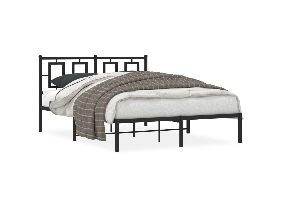 Estrutura de Cama com Cabeceira Metal Preto MAISON EXCLUSIVE 135x190 cm