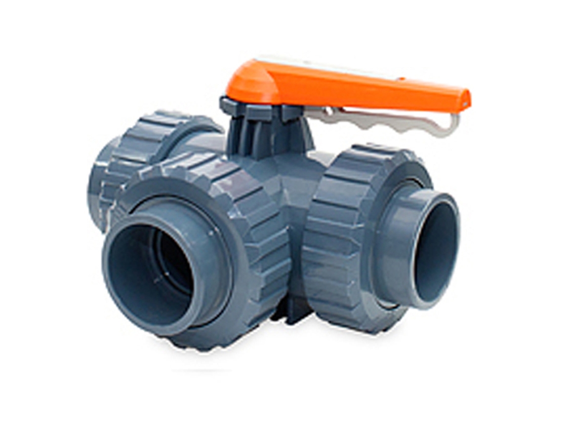 Valvula PVC Esfera Encaixe Acionamento Eletrico A/PTFE 63 3Vias L HIDROTEN