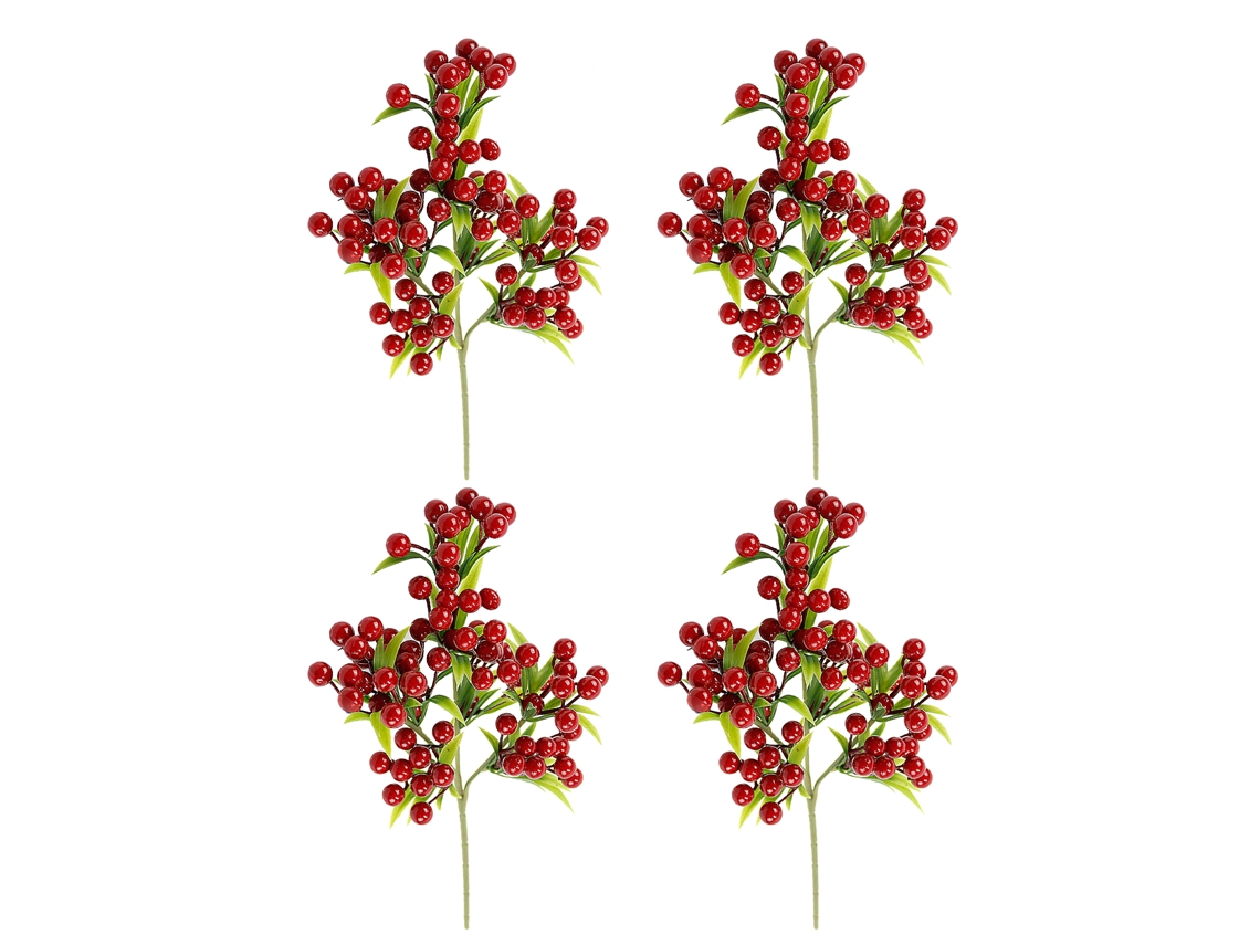Laxiscreed Conjunto De 4 Ramos De Frutas Vermelhas De Esponja Artificial Para Decoração De Natal