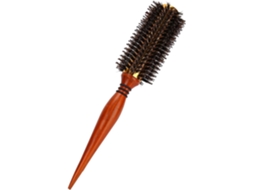 Escova De Cabelo Redonda Com Cabo Madeira Natural E Durável, Ferramentas De Cabeleireiro Para Uso Em Salão E Casa, 1 Unidade