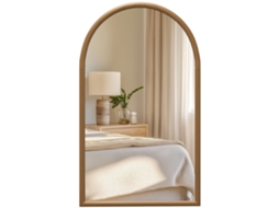 Espelho De Parede Em Formato De Janela Com Moldura De Madeira 65x110 Cm, Espelho Decorativo Para Sala E Quarto, Castanho Escuro