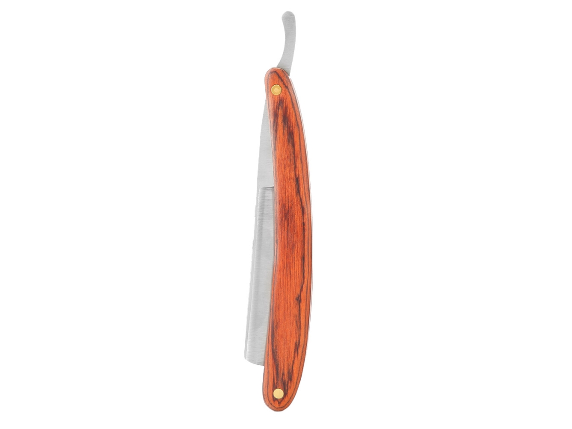 Suporte para lâmina antiga Barbear com lâmina reta Madeira Cabo, ferramenta Barbear e cortador de cabelo.