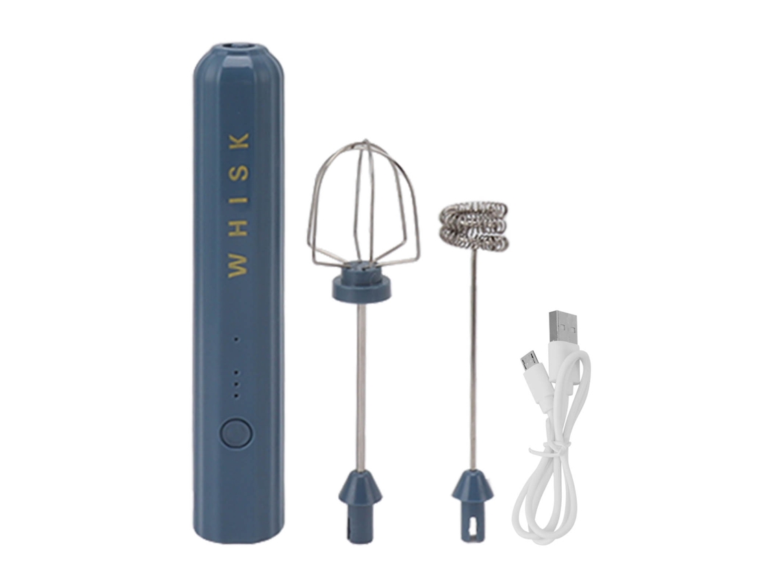 Batedeira Elétrica Portátil Usb De Aço Inoxidável, Pequena, Sem Fio, Com Função Batedor E Espuma, Na Cor Azul.
