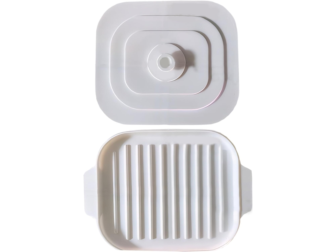 Panela De Silicone Para Bacon No Micro-ondas Com Tampa E Alças –