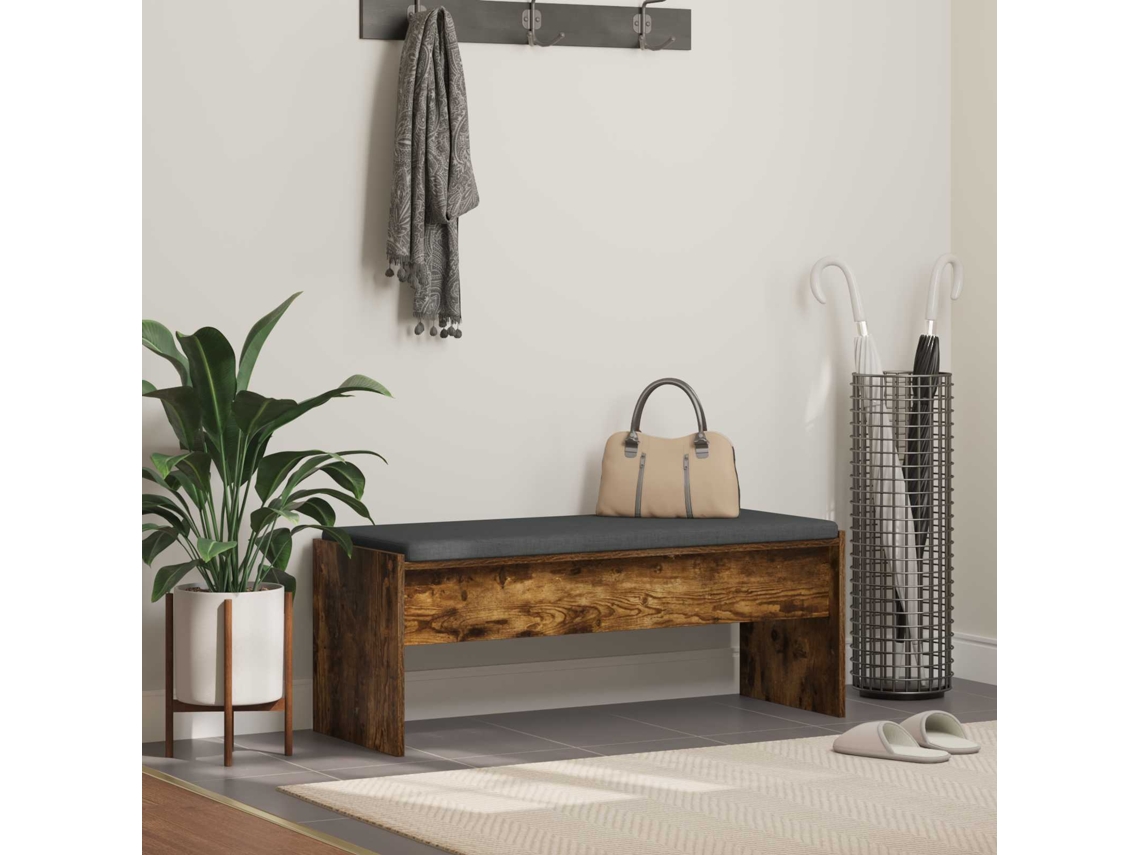 Vidaxl Banco De Hall Com Almofada Carvalho Defumado 103 X 38 X 40 Cm