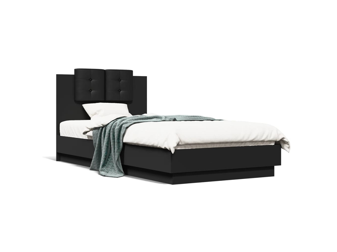 Bed Frame, Bed Frames Vidaxl Preto Madeira Processada (75 X 190 Cm)