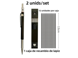 Conjunto de Lapiseiras , 2,0 Mm 2b, Grafite Azul/marrom, Adequadas para Estudantes. MDUG (pretas, 2 Unidades)