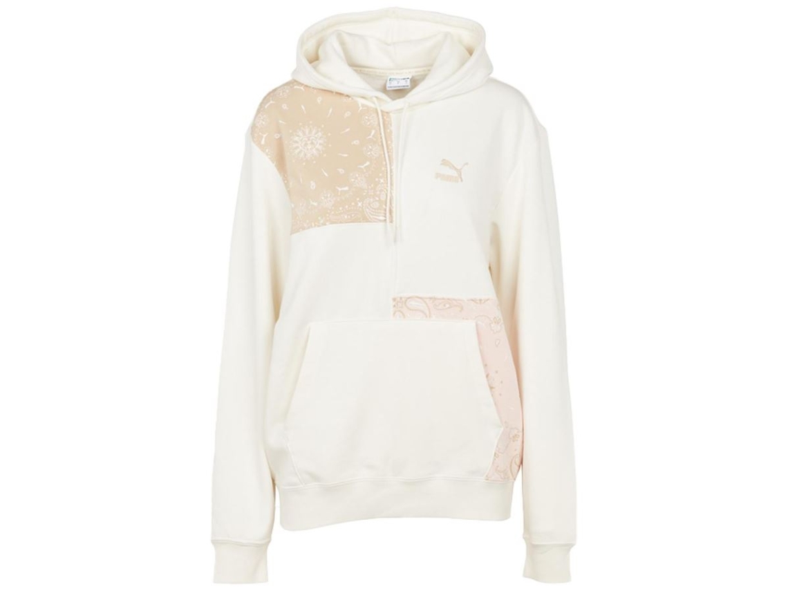 Moletom com capuz feminino Puma Paisley, branco e rosa, XS