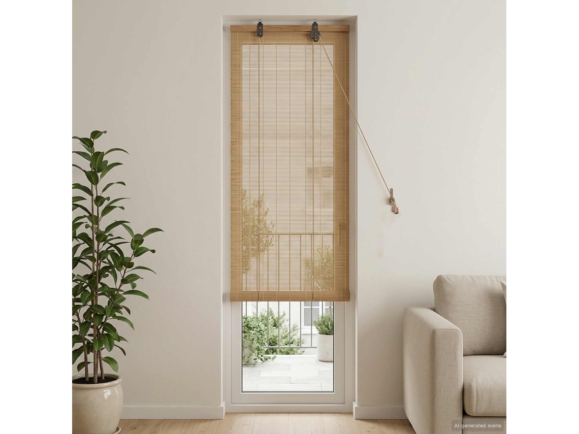 Vidaxl Estores De Rolo Castanho 50 X 220 Cm Bambu