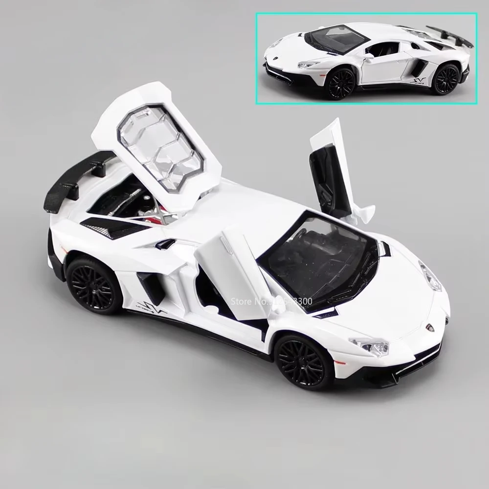 (white Lp750) Escala 1:32 - Modelo De Carro Esportivo - Fundição Sob Pressão - Simulação De Som E Luz