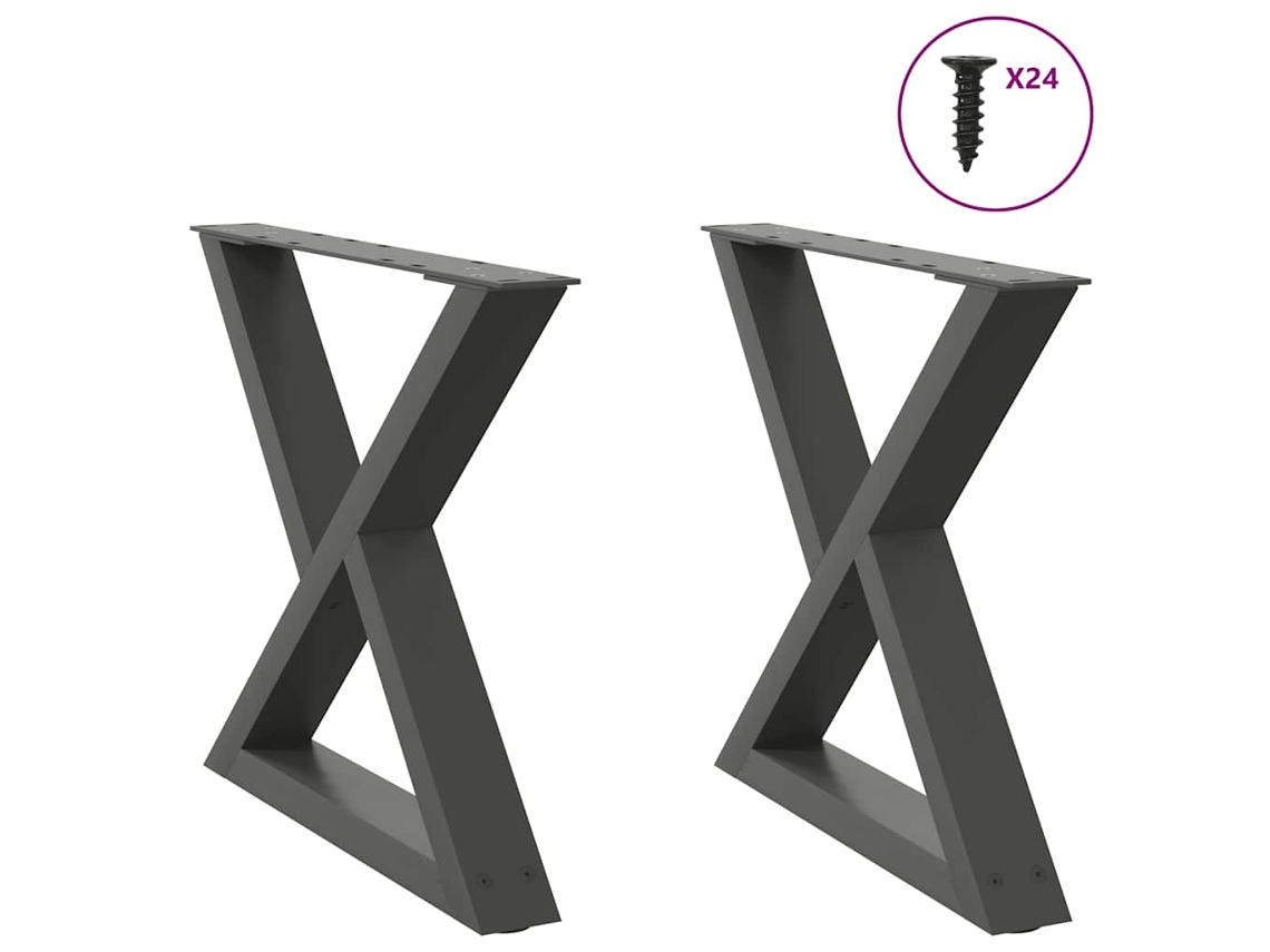 Vidaxl Pés Para Mesa De Centro 2 Peças Antracite 50x(42-43,3) Cm Aço