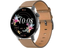 Relógio Inteligente Unissex 1.36 Redondo Tela Colorida Touch Nfc Bluetooth Chamada Assistente Voz Senha Track Atividade Marrom Yizhood