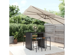 Conjunto Bar 5 Peças P/ Jardim Vime Pe/acácia Maciça Preto Dkd Home Decor