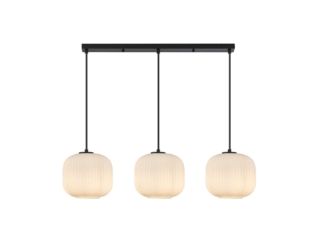 Suspensão Decorativa 3xe27 23w Ip20 Opala/preto Braytron