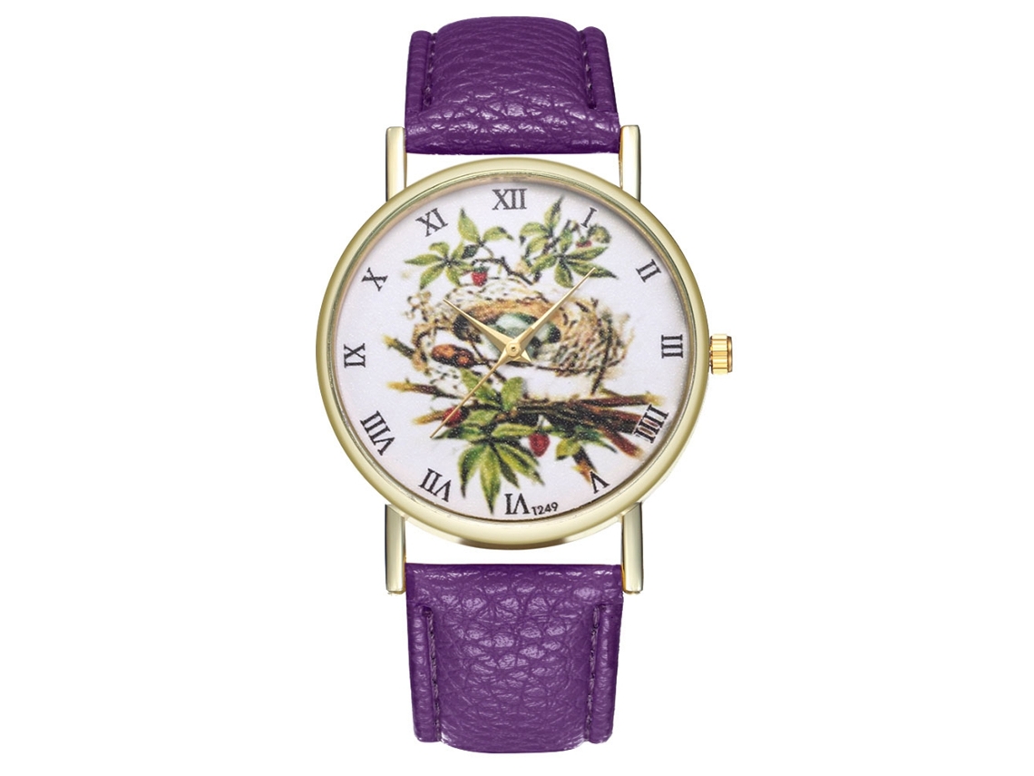 Relógio de Pulso Analógico de Quartzo com Pulseira Pu Moderno para Casais (roxo)