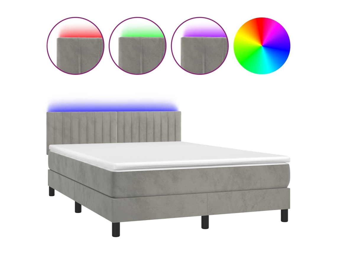Box Spring Bed, Box Spring Beds Vidaxl Cinzeto Veludo (140 X 190 Cm)