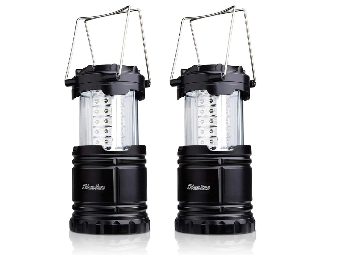 Lanterna de Acampamento 2 Peças Lanterna Led Dobrável Lanterna Portátil Ao Ar Livre 30 Led Preto BISBISOUS VIGA EUROPE