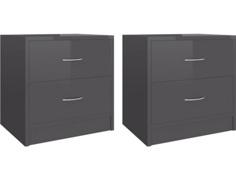 Mesas de cabeceira 2 pcs 40x30x40 cm aglom. cinzento brilhante
