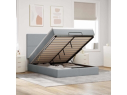 Vidaxl Estrutura De Cama Otomana Com Colchão 140x190 Cm Cinzento Claro
