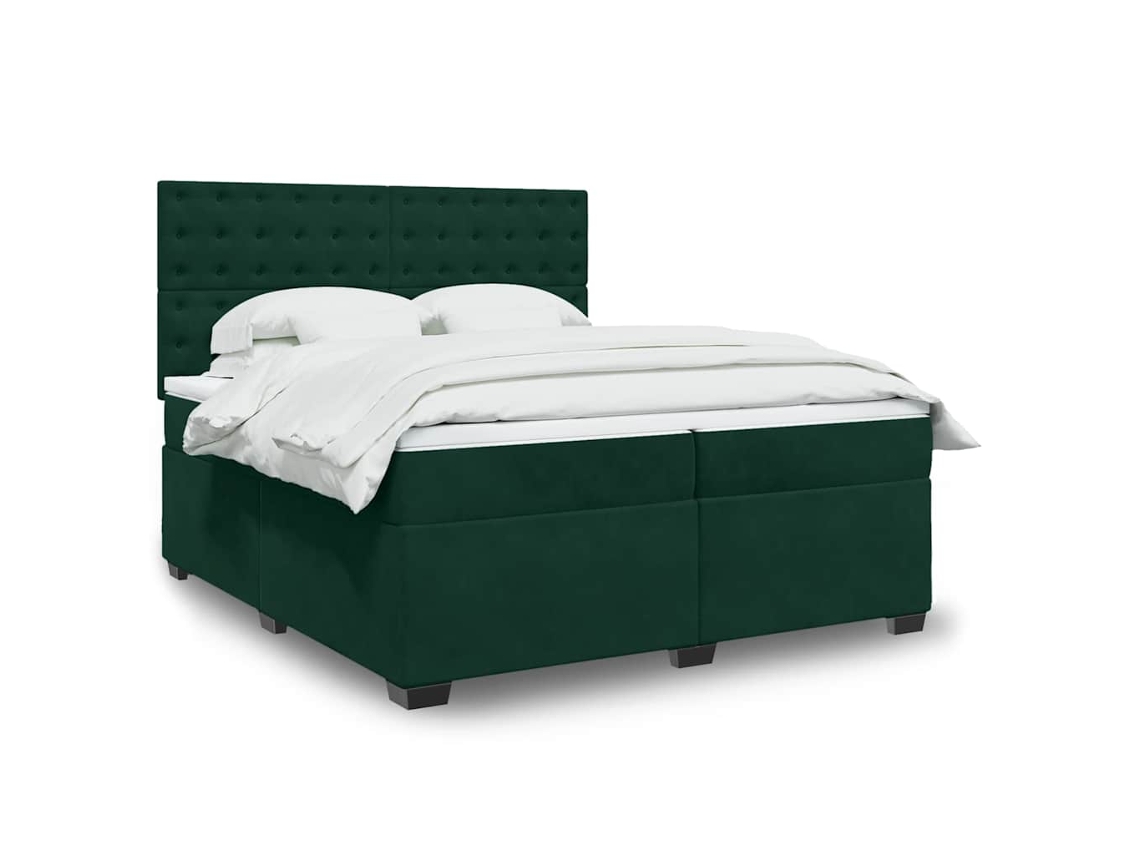 Vidaxl Cama Com Molas/colchão 200x200 Cm Veludo Verde-escuro