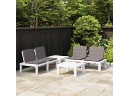 Vidaxl 4 Pcs Conjunto Lounge De Jardim Com Almofadões Plástico Branco