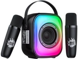Mini Máquina De Karaokê Com Dois Microfones Sem Fio, Caixa De Som Bluetooth Portátil Para Adultos E Crianças Aquaforge (preta)