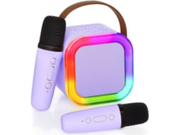 Máquina De Karaokê Para Crianças E Adultos, Mini Karaokê Portátil Bluetooth Com Microfone, Alto Falante, 2 Microfones E Luzes, Bri Aquaforge