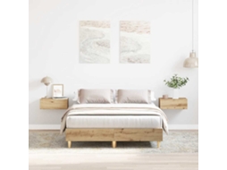 Vidaxl Estrutura De Cama Sem Colchão 135x190 Cm Carvalho Artesanal