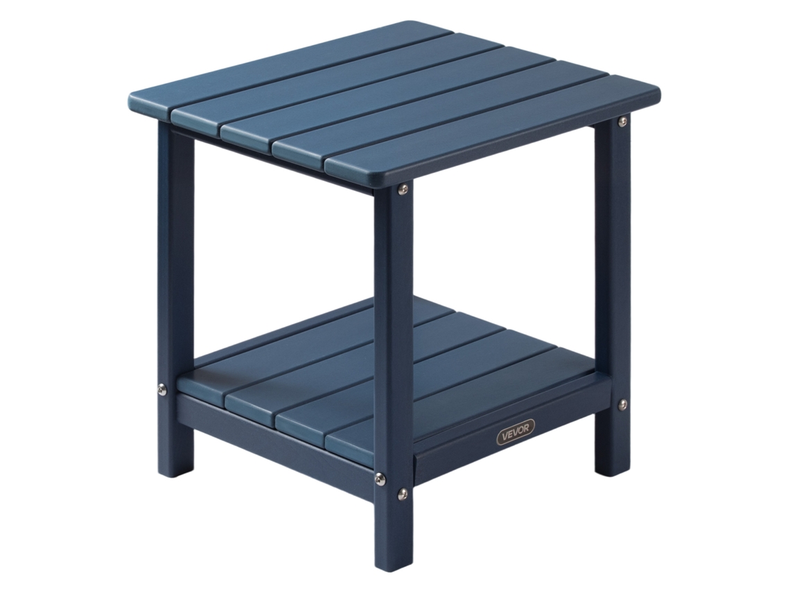 Mesa lateral para área externa Vevor de 2 andares em HDPE, 45 x 38 x 44 cm, mesa de jardim, azul