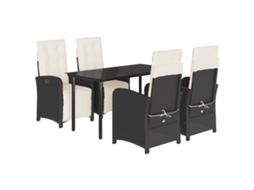 Conjunto de 5 Jantar para Jardim com Almofadões Vime Pe Preto MAISON EXCLUSIVE