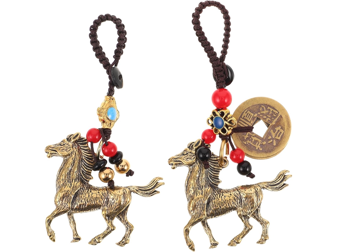Conjunto De 2 Chaveiros De Latão Com Pingente De Cavalo Representando Sucesso Para Mochila.