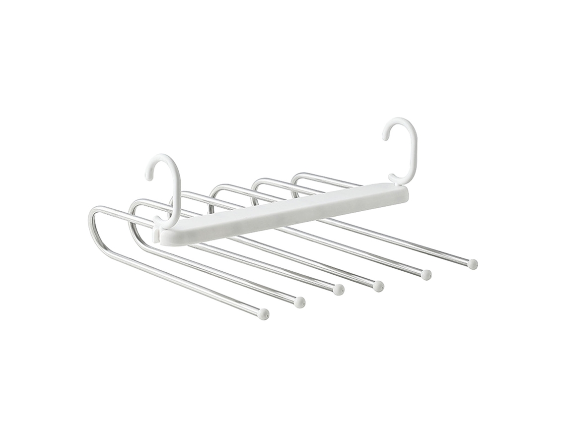 Rack de Calças Dobrável 6 Camadas Multifuncional Aço Inoxidável Organizador de Armário Branco