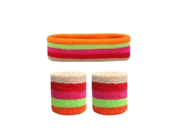 Conjunto De Três Peças Yuysan Em Algodão Puro, Faixa De Cabeça E Munhequeiras, Cores Colorido