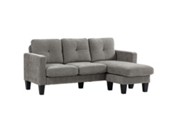 Sofá Chaise Longue em Madeira, Cor Marrom, Sofá para Sala (186x130x84 cm)