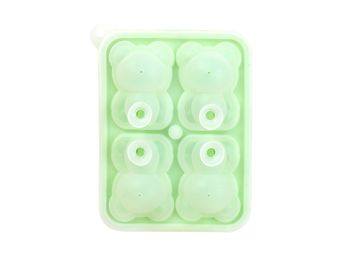 Eyf molde de Gelo em Formato de Urso 4 Compartimentos Silicone para Sorvete e Bebidas