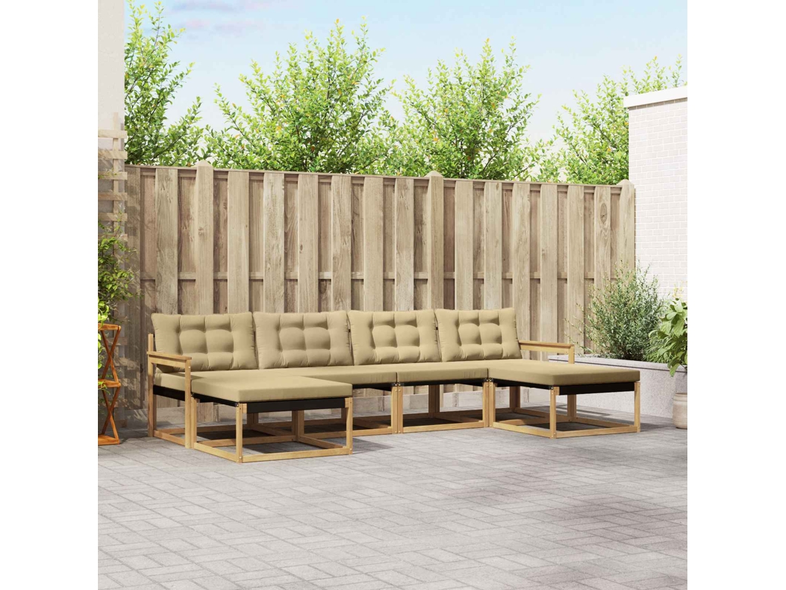 Vidaxl Conjunto De Sofás Para Exterior 6 Unid. Branco E Bege