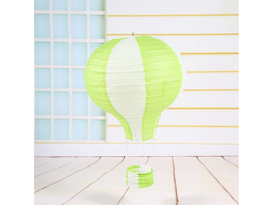 Lanterna De Papel De Balão De Ar Quente 12 Polegadas 30cm Com Arame (verde + Branco) (material De Papel Ecológico, Design Tridimensional) Eoocoo