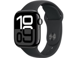 APPLE Watch Series 10 GPS 42 mm Alumínio Preto Brilhante com Bracelete Desportiva Preto (Tamanho: S/M)