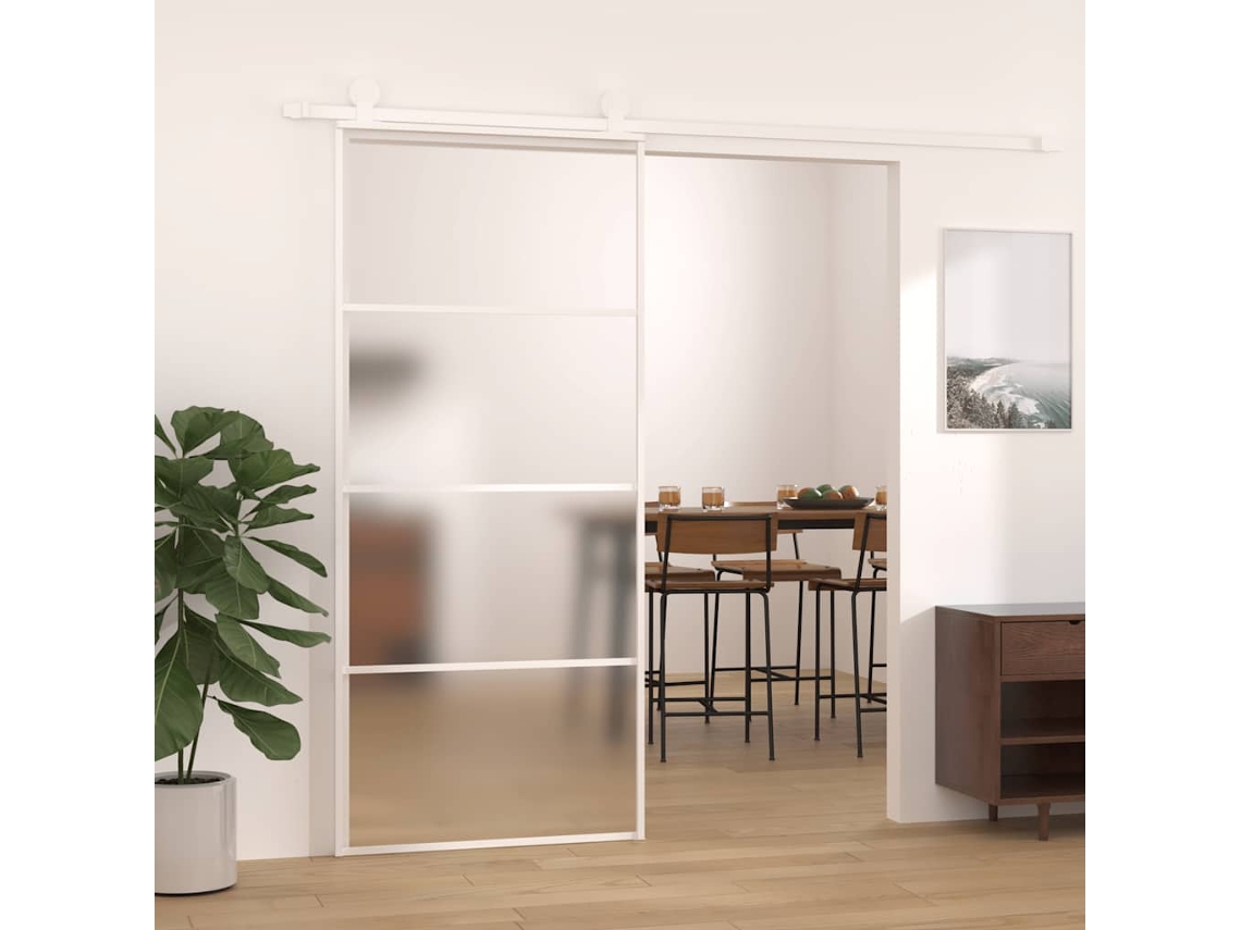 Vidaxl Porta Deslizante Vidro Esg Fosco E Alumínio 90x205 Cm Branco