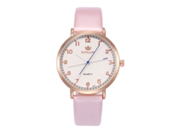 Reloj De Cuarzo De Pareja Casual Con Correa De Cuero Pu Fashion Dial Redondo Simple Rosa