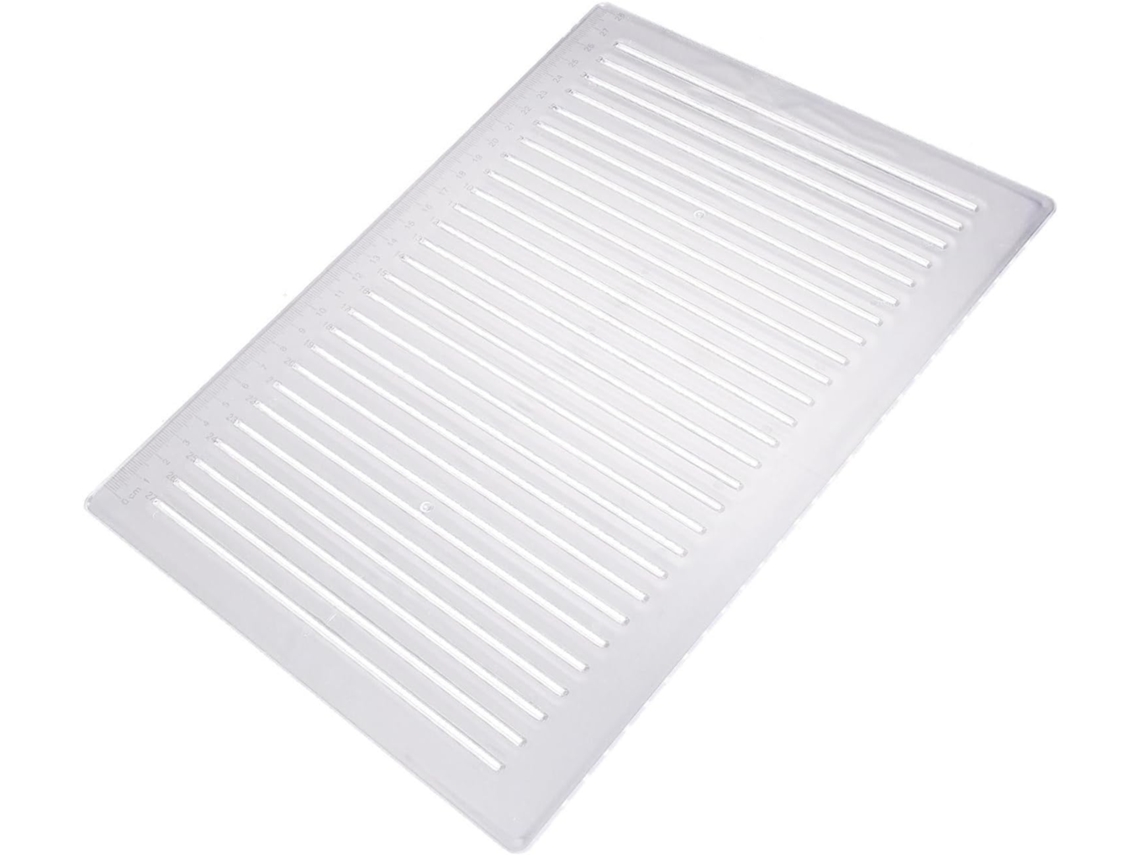 Régua de medição transparente em plástico para uso escolar e em mesas, ferramenta de desenho de linhas precisa e durável.